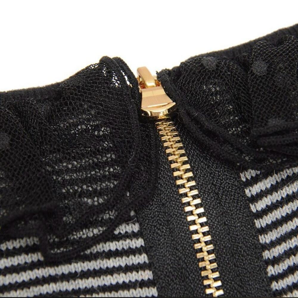 Little Marc Jacobs Girls Knit Dress Size 8 Striped Black Grey Casual Dainty - Picture 3 of 10